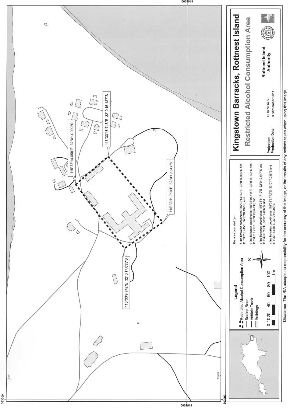 Restriced Alcohol Consumption Area Kingstown Barracks - Rottnest Island (copy 2)